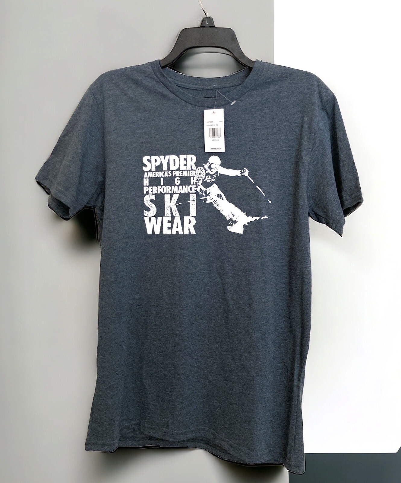 Spyder T-shirt Ski Sport NEW Men’s Medium Navy Heather White Skier Skiing TEE