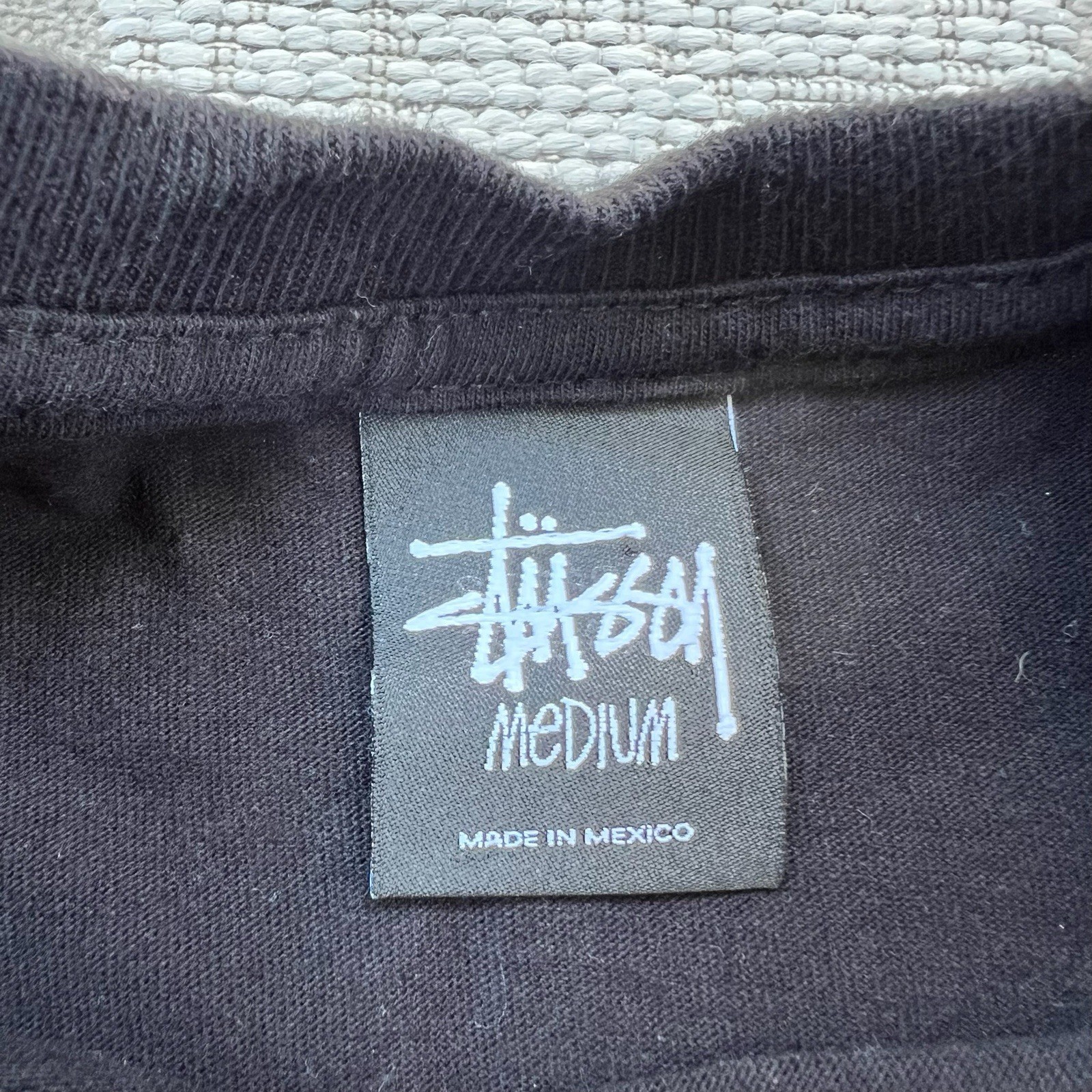 Stussy Shirt Mens M Black Long Sleeve Skull Bones Worldwide Double Sided Skater