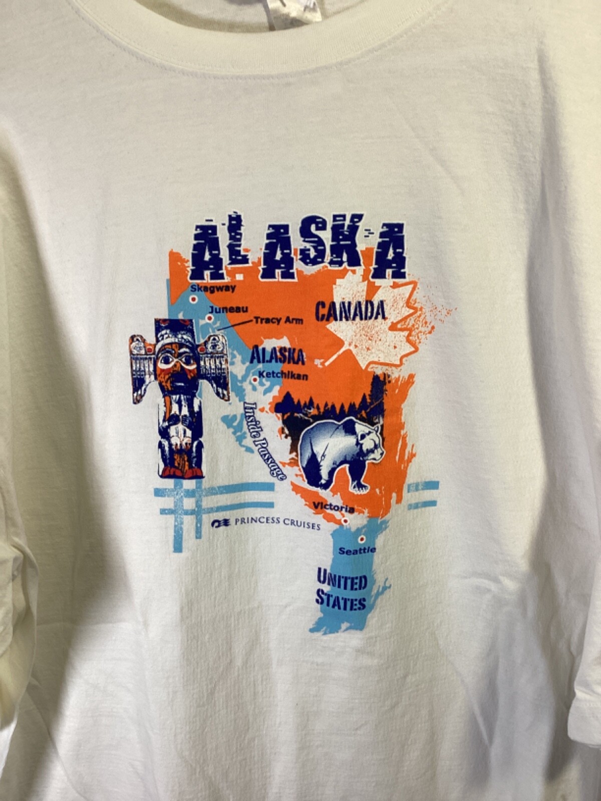 Princess Cruises (Alaska/Canada) White 3XL Cotton T Shirt T12