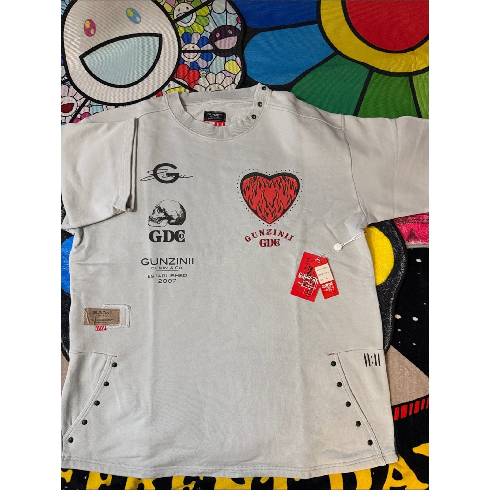 Gunzinii Denim & Co. “Heart on Fire” Split-Tone Graphic Tee
