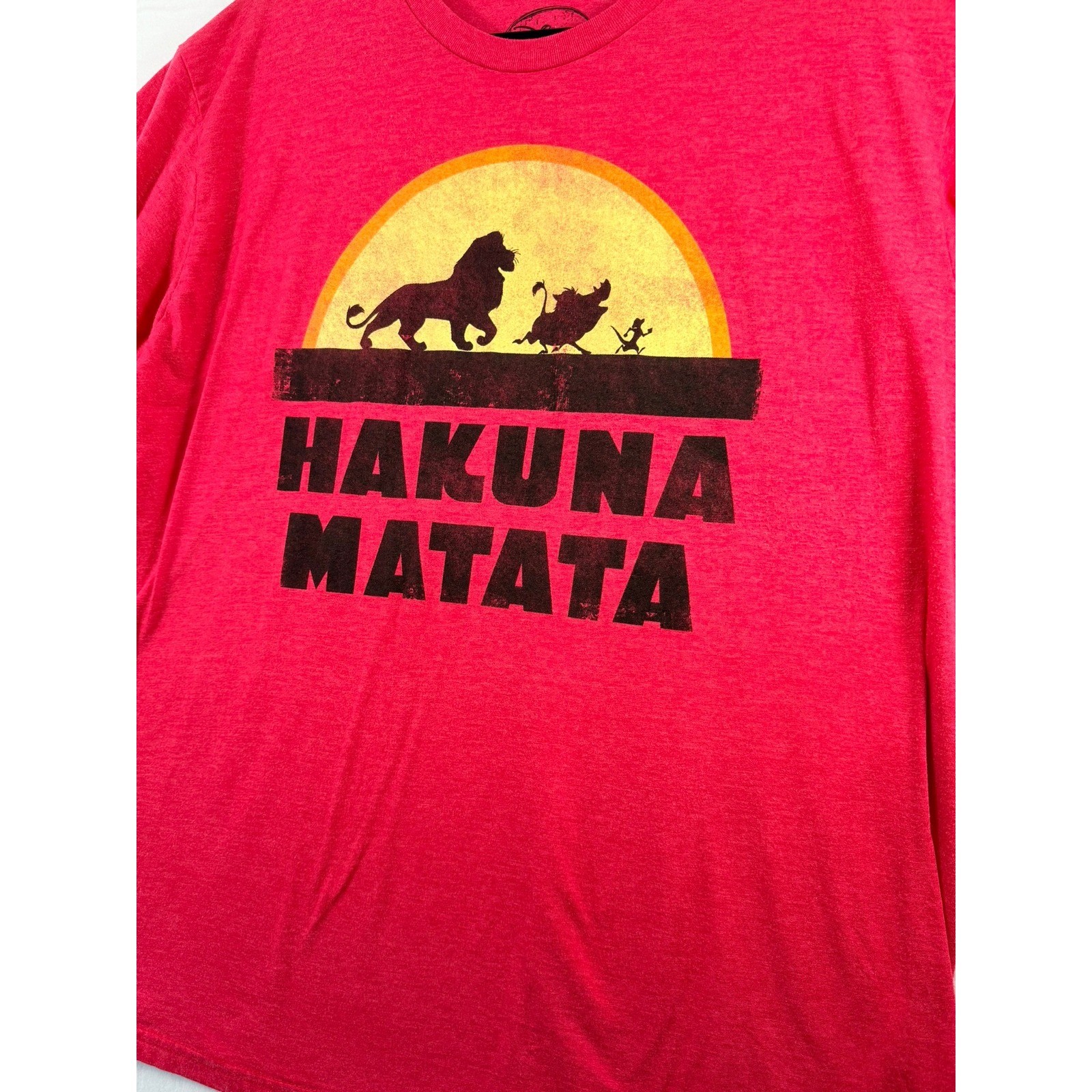 Disney Lion King Hakuna Matata Graphic T Shirt Red Heathered Mens XL Simba