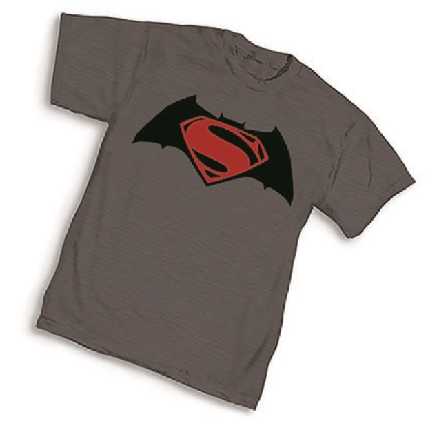 DC Batman vs Superman COMIC Logo Symbol- GREY Adult T-Shirt – S-3XL
