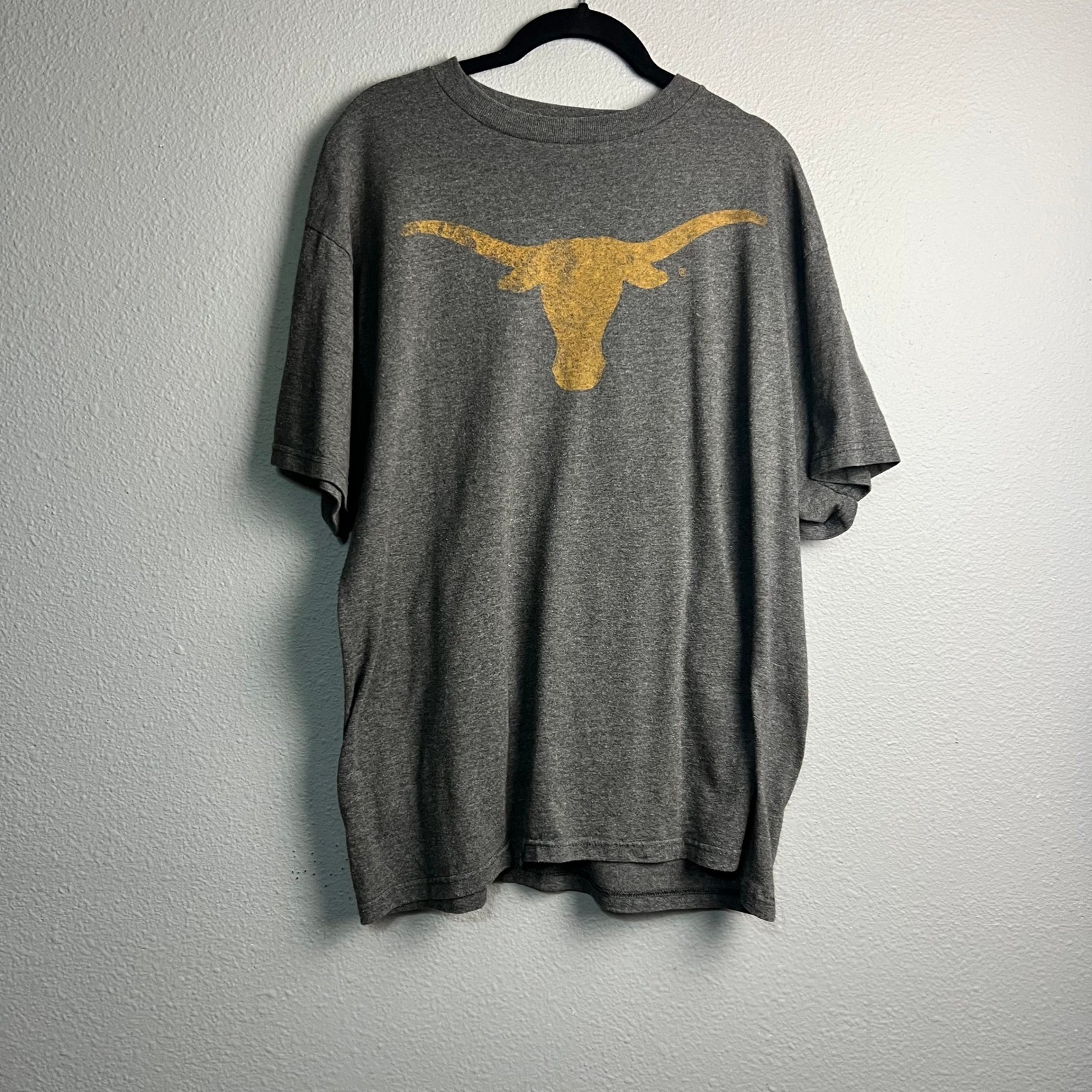 Set of 2 TX Longhorns Football Fan Graphic T Shirt Charcoal Gray L G Heathered