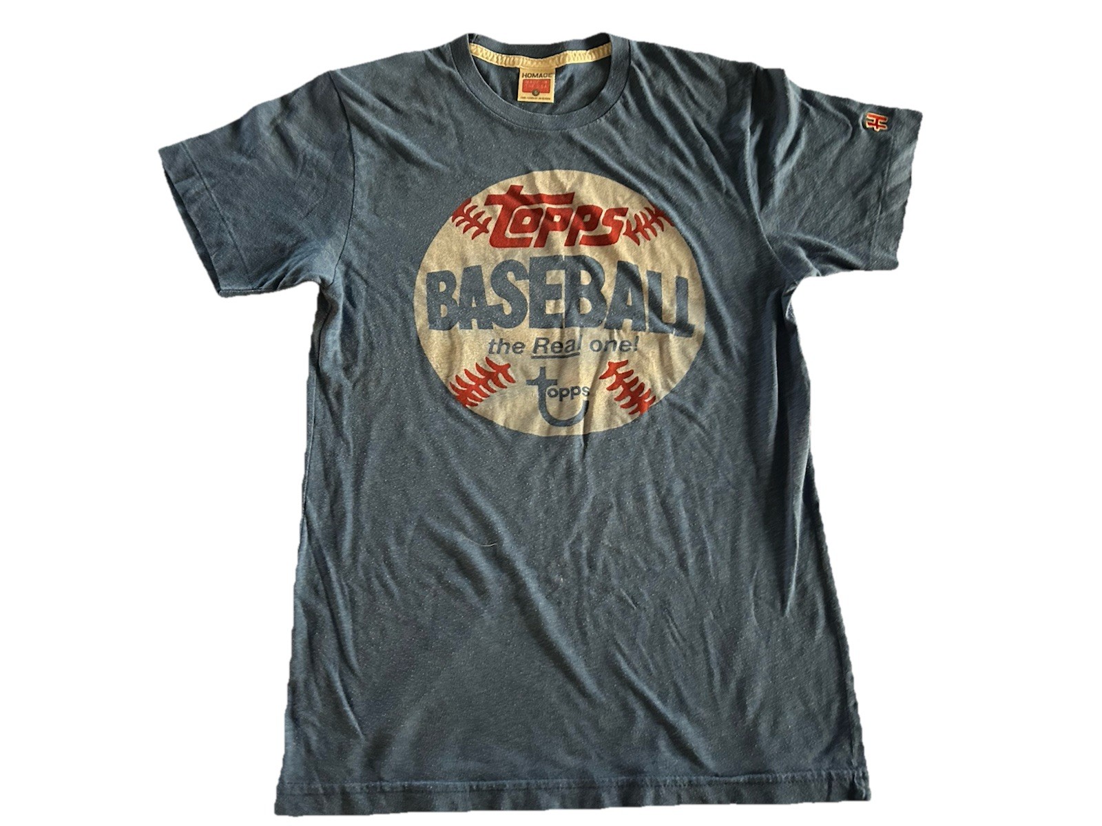 Topps Baseball T-Shirt Blue Homage Small S The Real One Blue