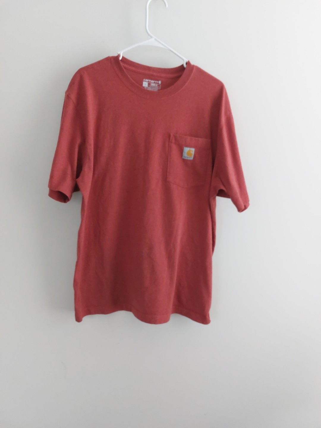 Carhartt Terracotta T-Shirt Mens Lg Loose Fit Pocket Crew Neck Workwear K87