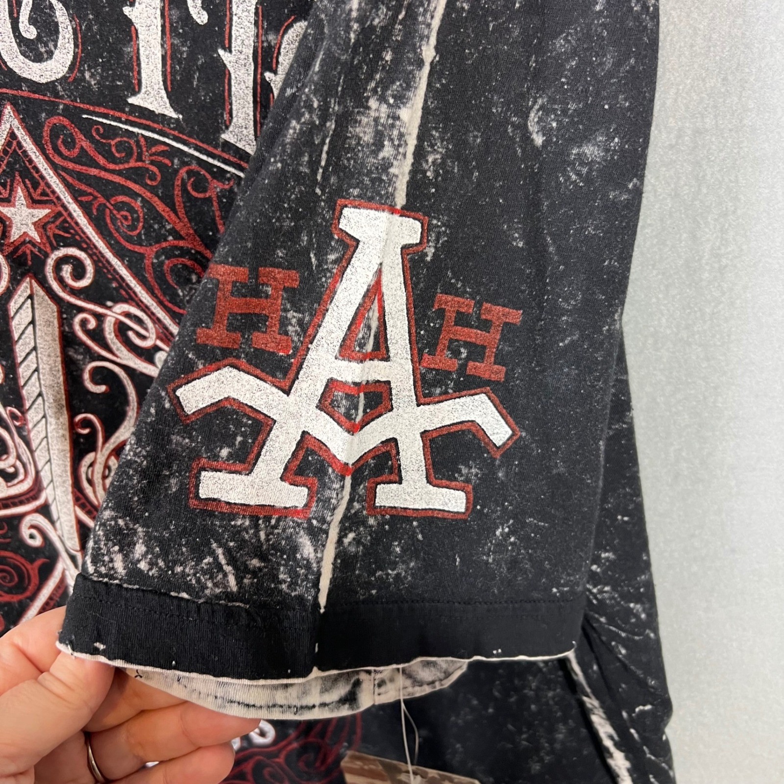 Affliction Reversible T Shirt Mens 3XL Distressed Y2K Gray Black Red Grunge NWT
