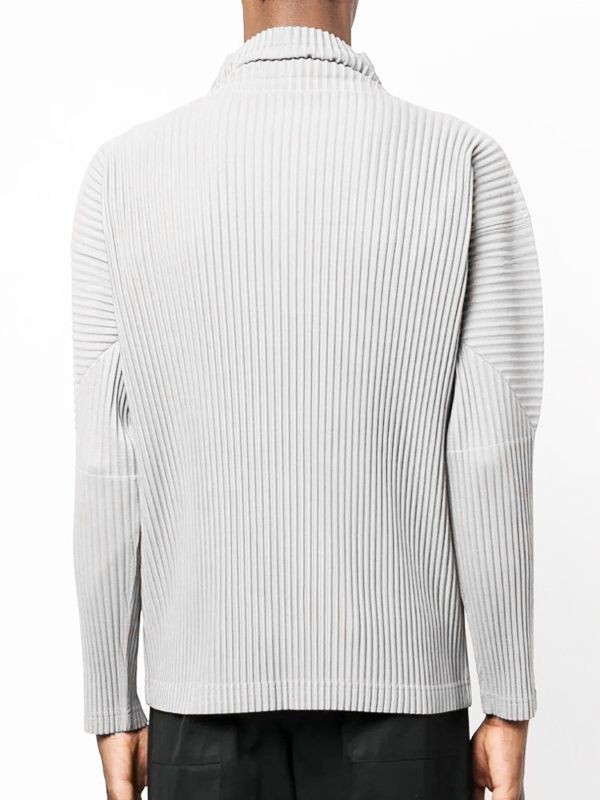 Issey Miyake Men’s Basic Pleated High Neck Long Sleeve