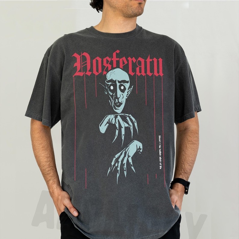 Nosferatu Horror Movie Graphic Tee Shirt, Retro Old School Vampire Tee
