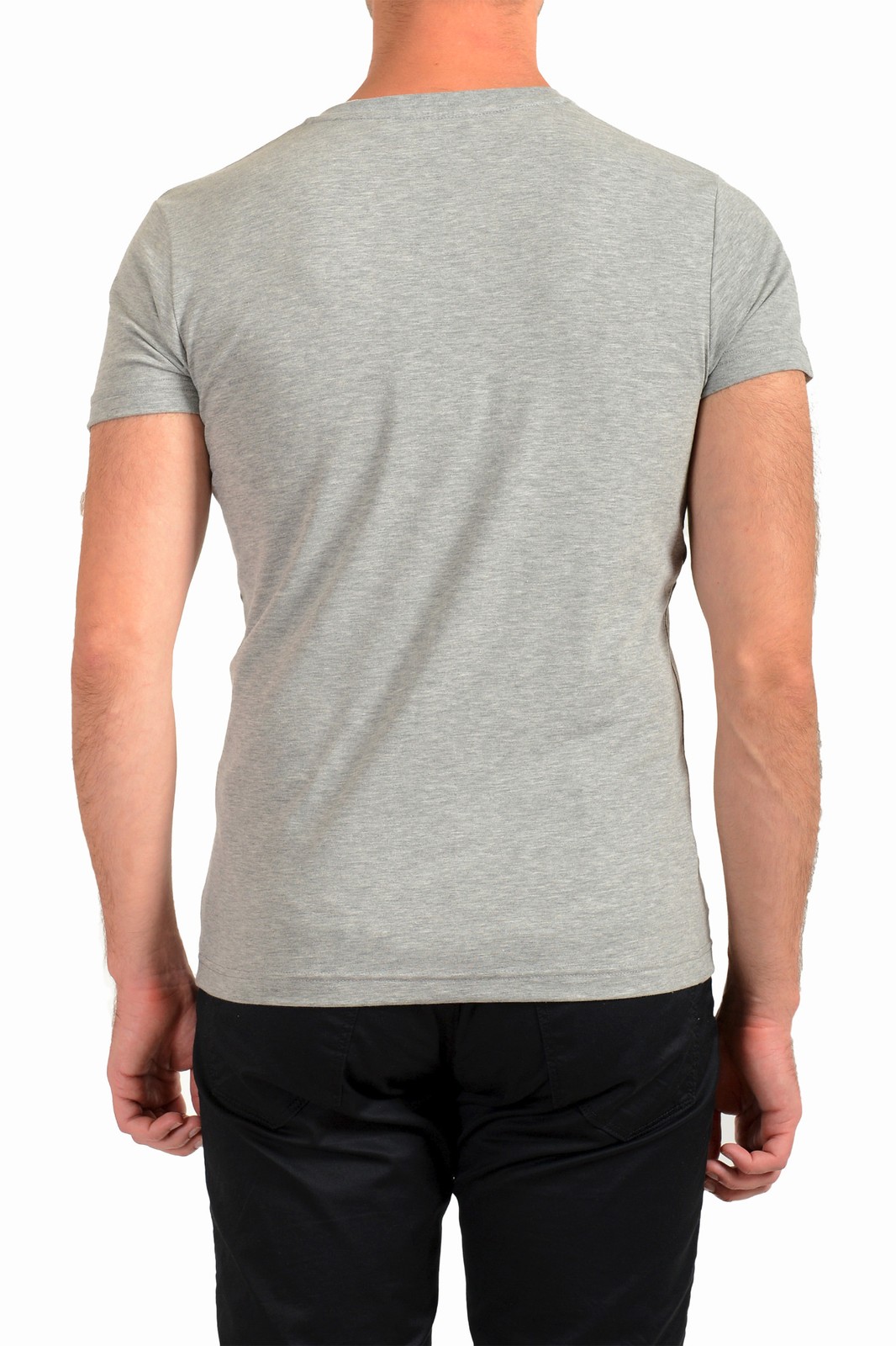Philipp Plein Men’s Gray Short Sleeve Logo Print V-Neck T-Shirt US 2XL IT 56