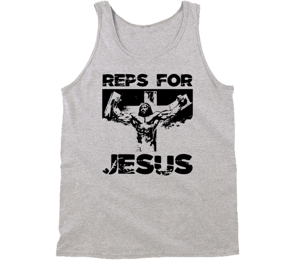 Reps For Jesus Christian Gym Workout Exercise Fit Tanktop Tank Top Tee Gift New