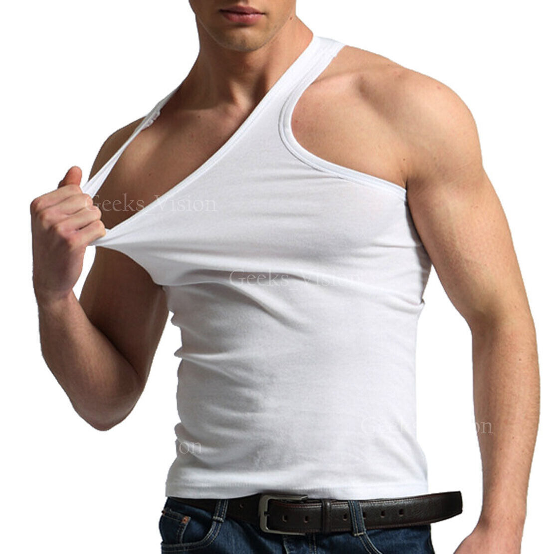 2 Pack Men’s White /Black A-Shirt TANK TOP ” 100% Cotton ” Size up to 4XL