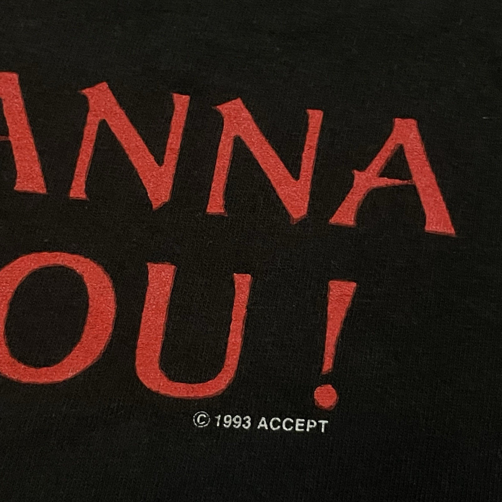 Vintage 90s Accept Shirt Size Large Middle Finger Band Tour Metal Thrash Rock