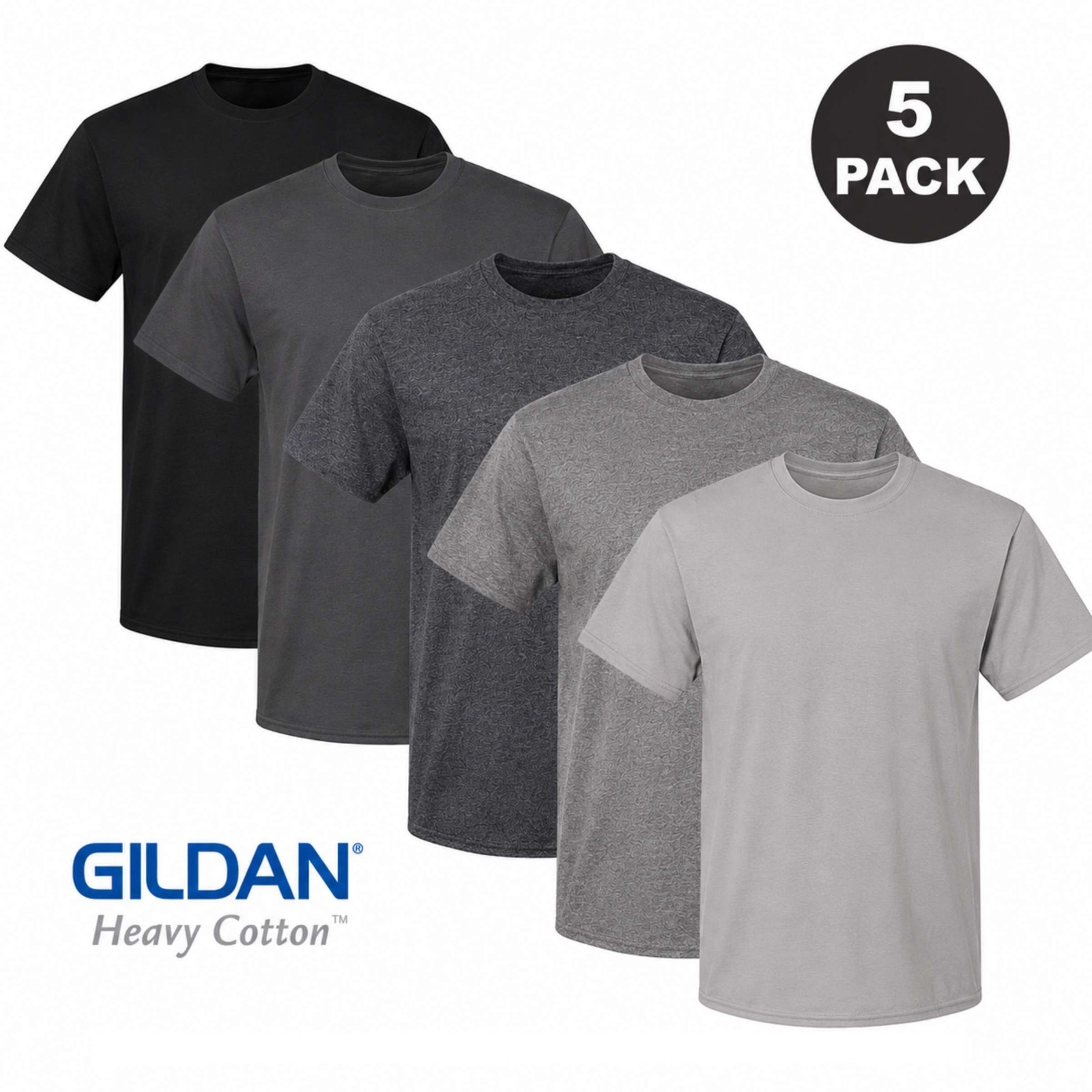 Gildan (5-pack) Bulk Solid Heavy Cotton Short Sleeve Blank Tee T-Shirt S-5XL New
