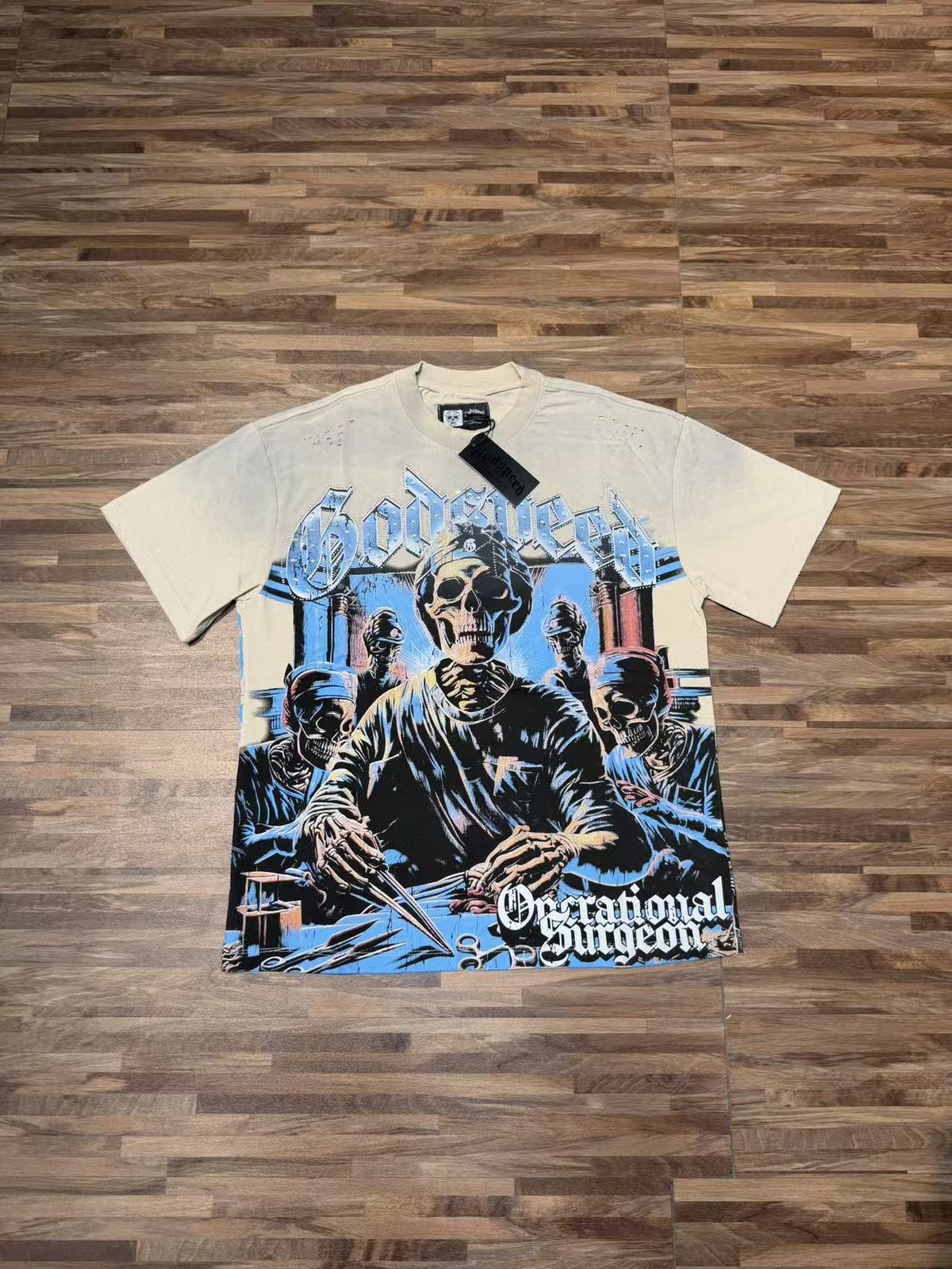 2026 Summer Godspeed Skeleton surgeon printing Tee Mens Cotton T-shirt
