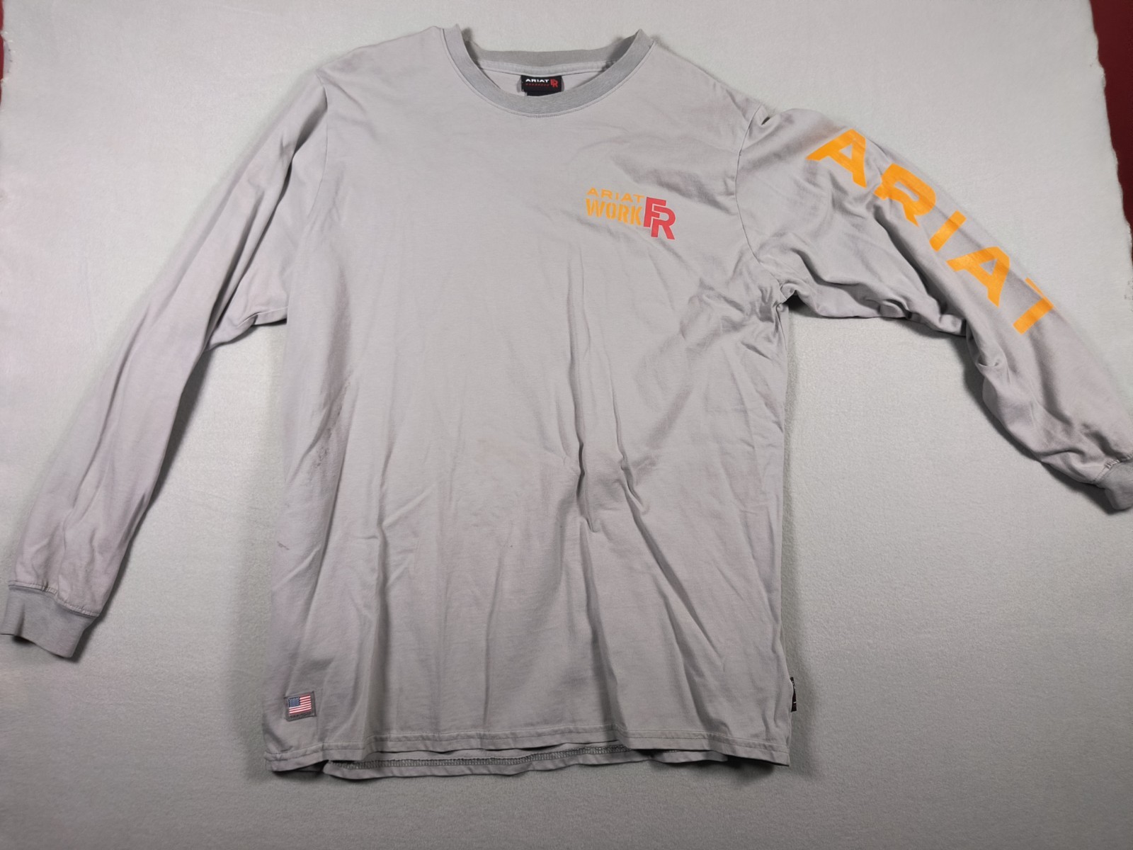 Lot 4 Ariat Work FR Flame Resistant Crew Shirt Mens L Gray Tan CAT 2 NFPA 2112