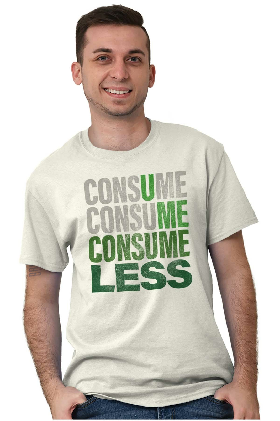 Earth Day Climate Change U Me Consume Less Womens or Mens Crewneck T Shirt Tee