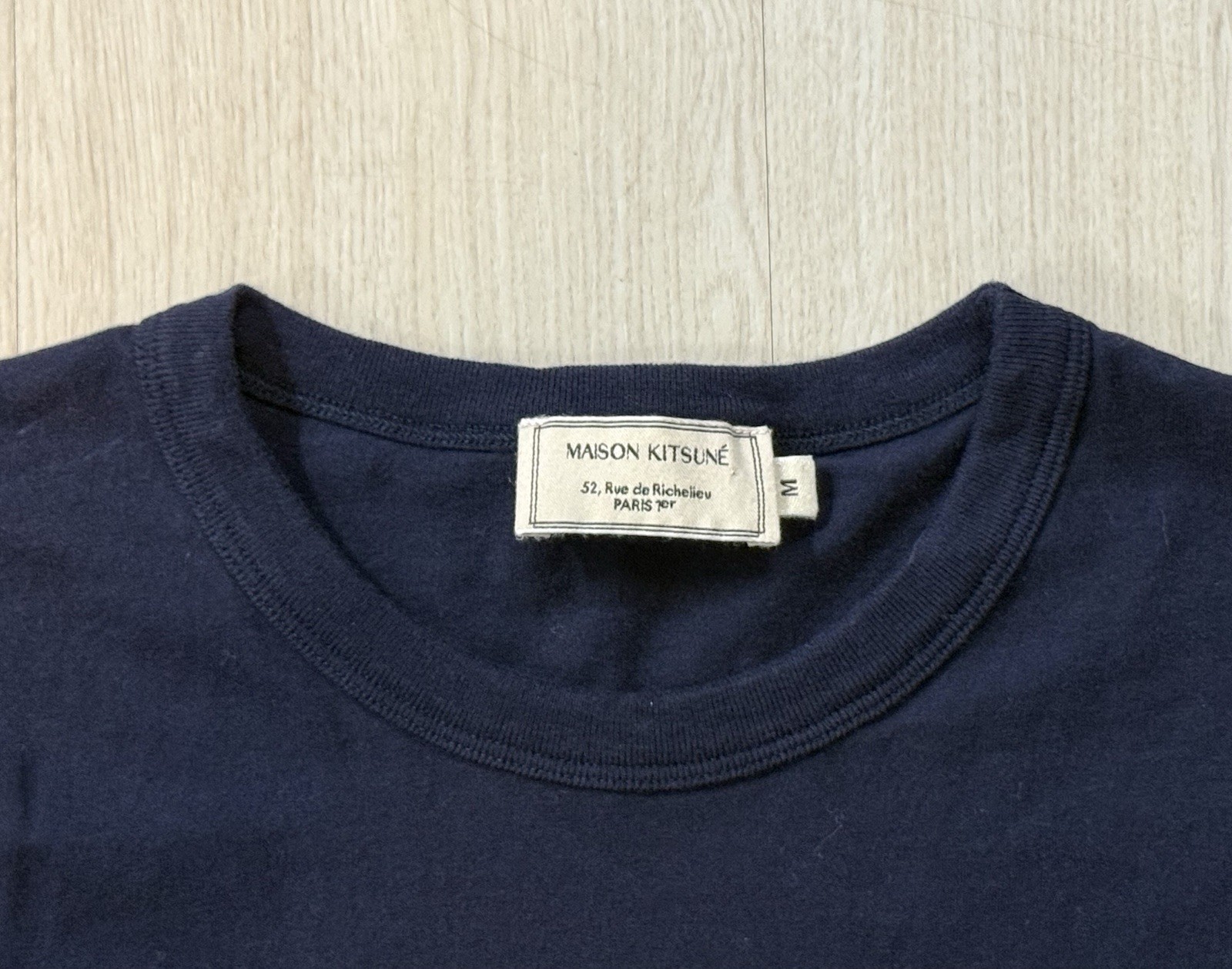 Maison Kitsuné ‘Tri Color Fox Patch’ Logo T-Shirt Medium Paris