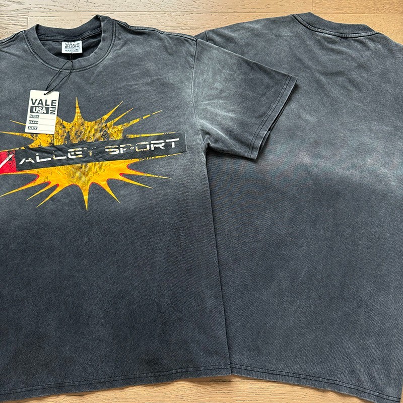 Vale Forever TEE Explosion yellow logo print Wash Style Mens T-shirt