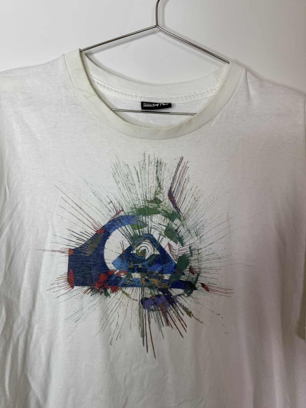 Men’s Quicksilver Wave Logo White T-Shirt 2XL Short Sleeve “Older” surf style