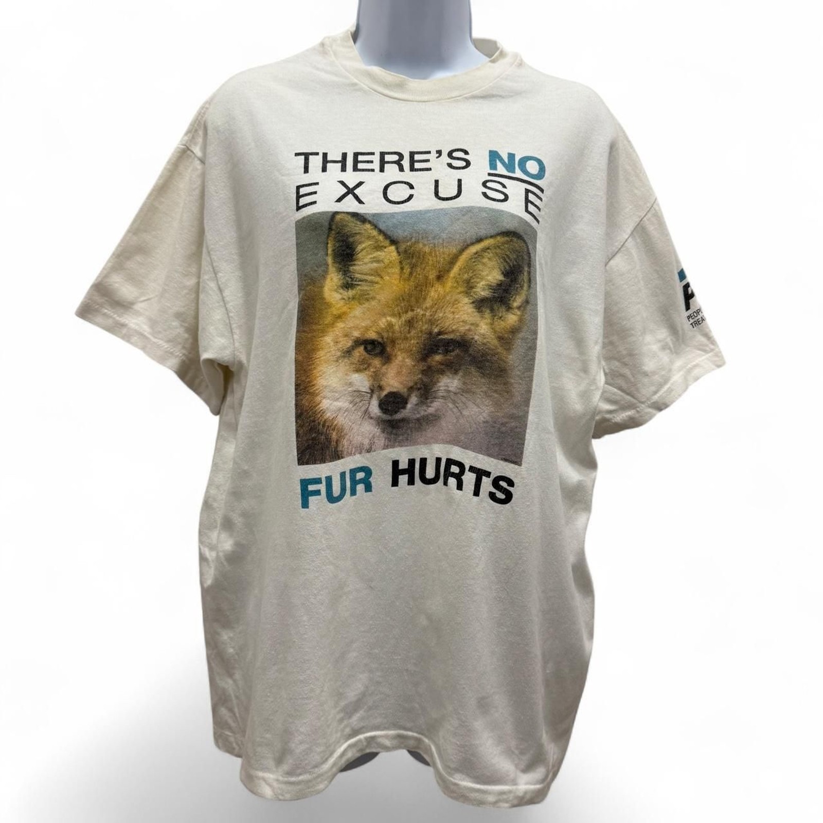 VTG 90s PETA People For The Ethical Treatment Of Animals Fur Hurts T Shirt L