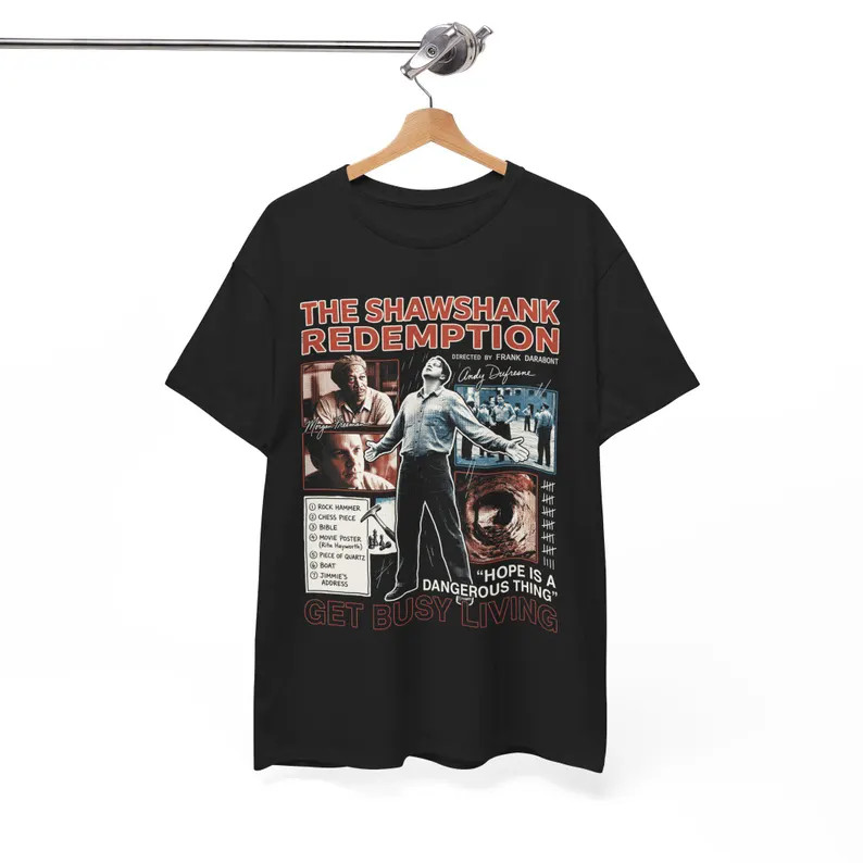 The Shawshank Redemption Movie Graphic Tee, Andy Dufresne Classic Film T-Shirt