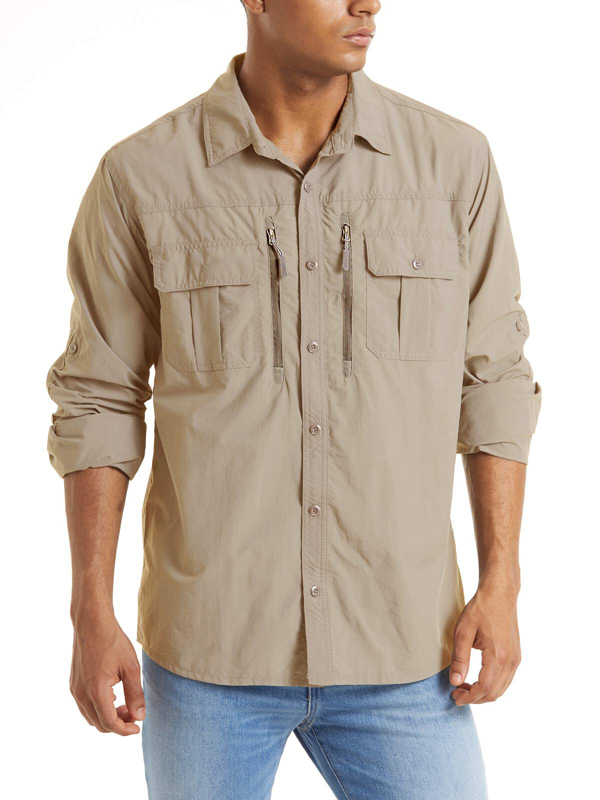 UPF 50+ Mens Quick Dry UV Protection Shirts Long Sleeve Hiking Fishing Work Tops