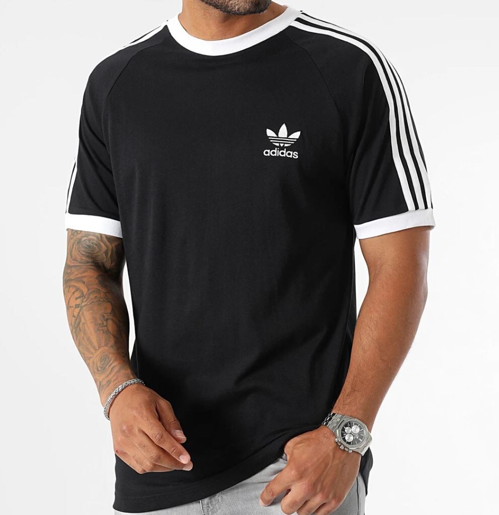 NEW MEN’S ADIDAS ORIGINALS 3-STRIPES CALIFORNIA TREFOIL TEE SHIRT ~ LARGE IA4845