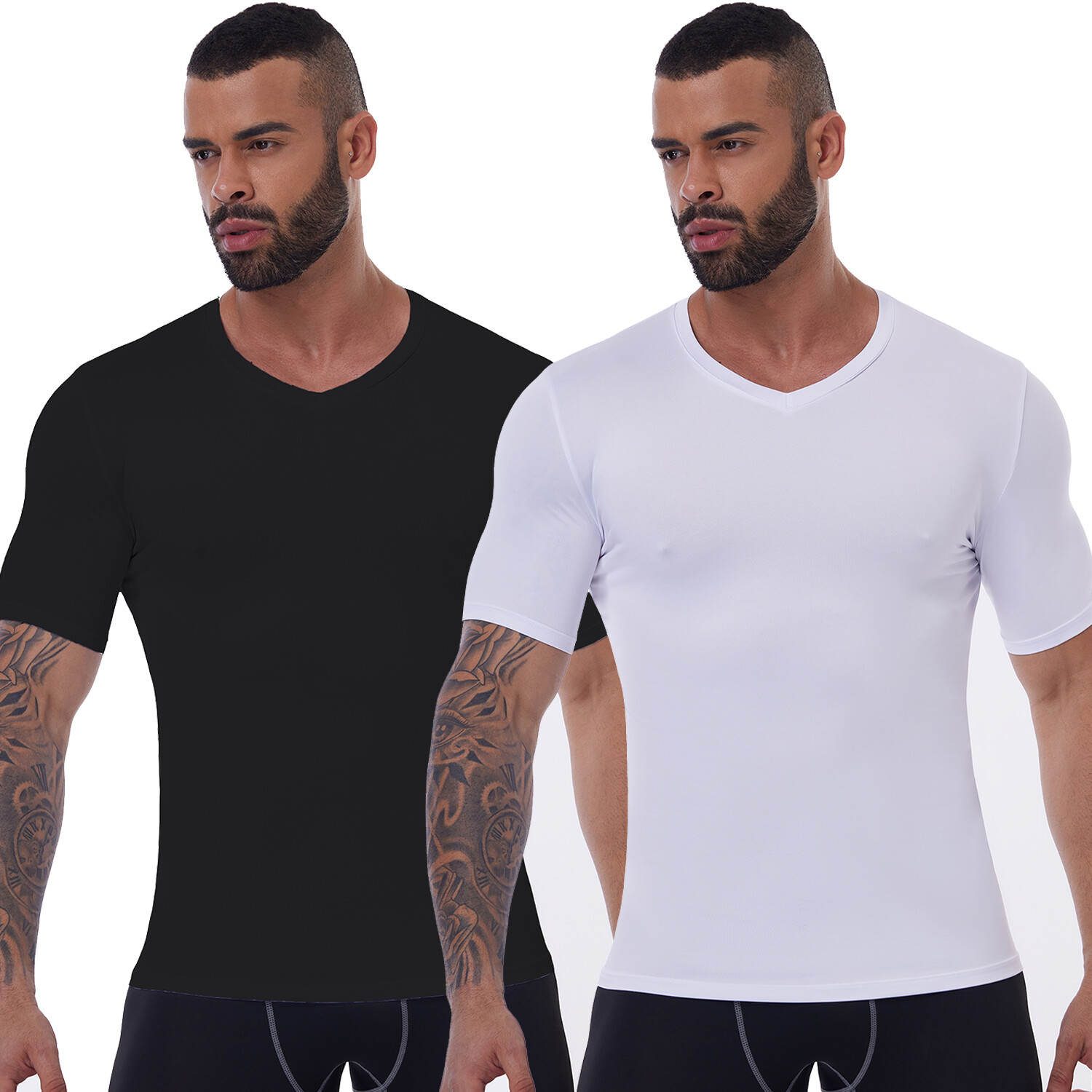 Men’s V Neck Shirts Casual Short Sleeve Gym Athletic T Shirt Top Workout Shirts