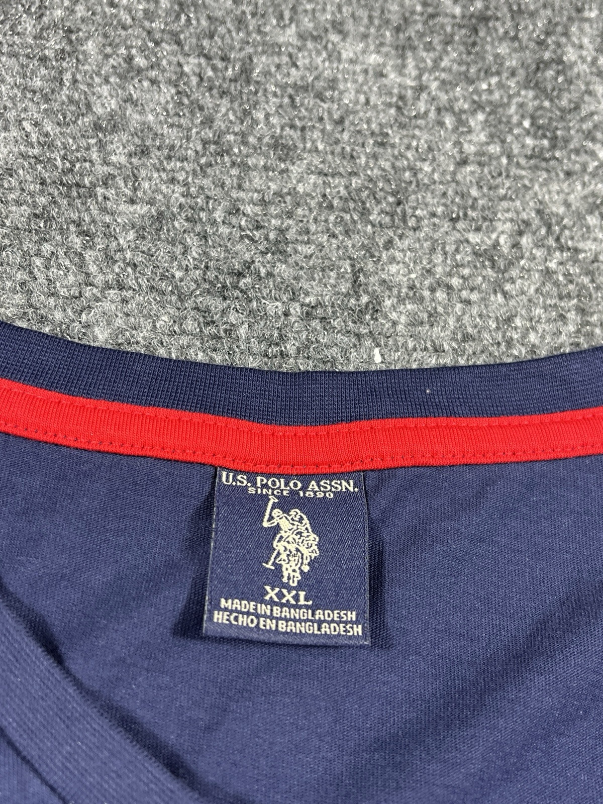 US Polo Assn Shirt Mens Size XXL 2XL Long Sleeve Navy Blue Embroidered Red Logo
