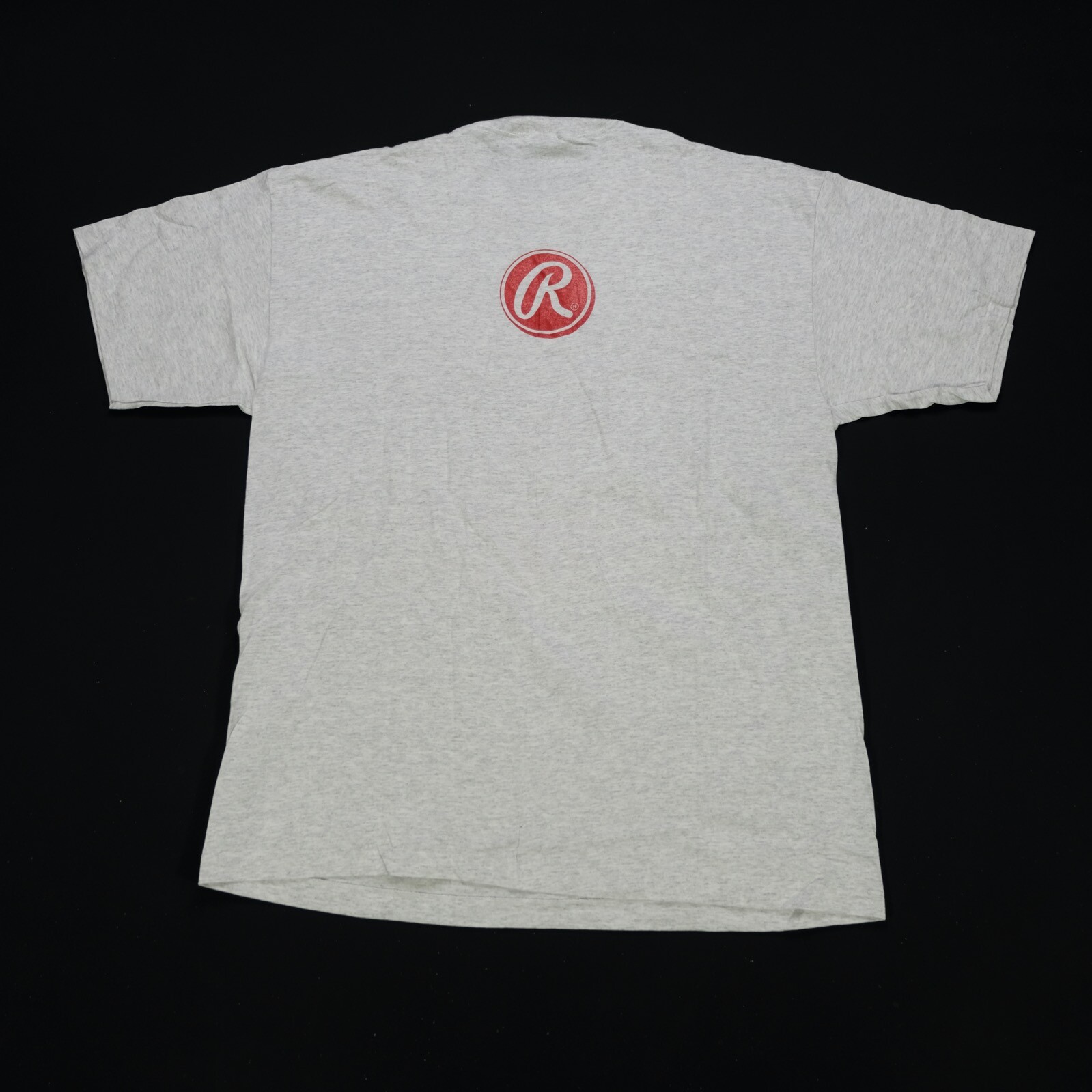 Rare Vintage RAWLINGS Football Spell Out Single Stitch T Shirt 80s 90s Gray XL