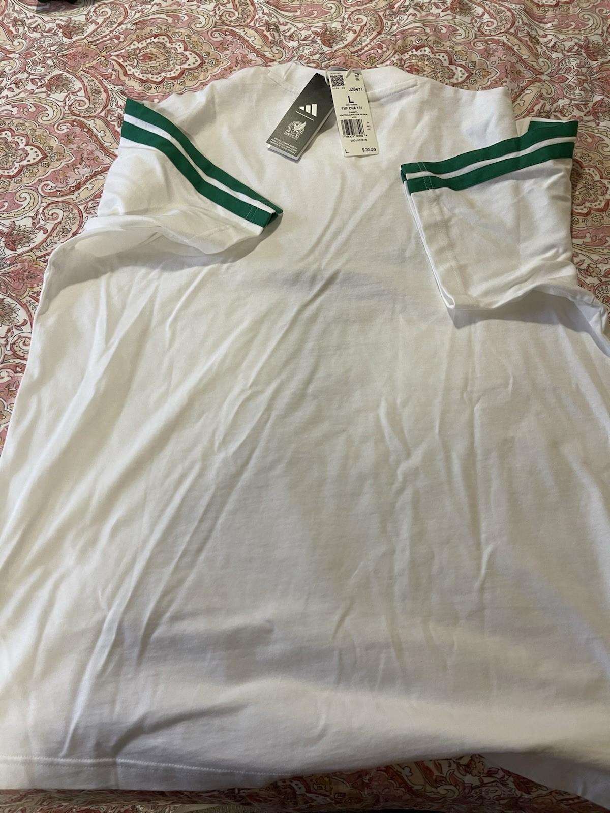 Adidas Large 2026 Mexico Soccer DNA Tee Shirt White Green JZ6471 NWT