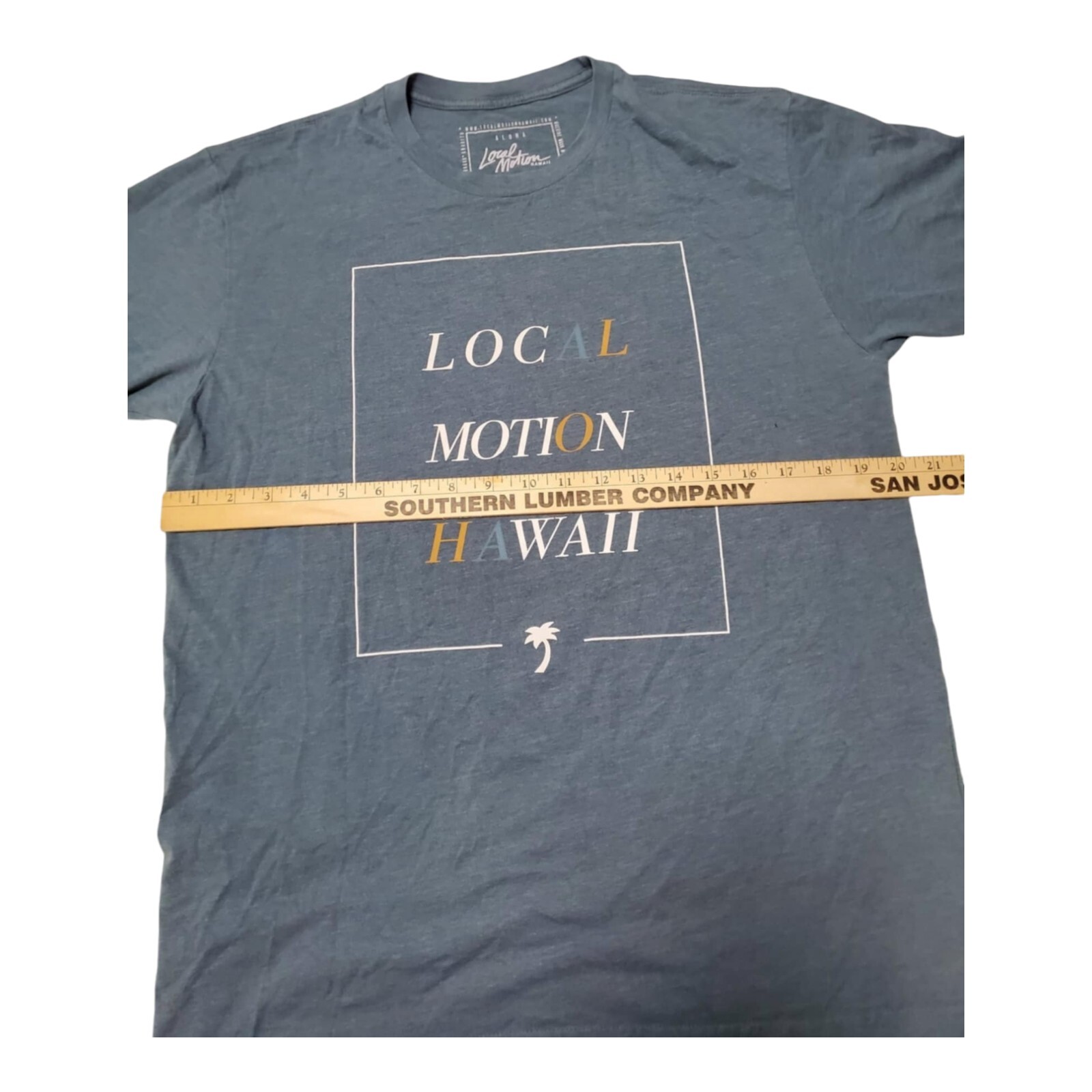 LOCAL MOTION MENS HAWAII ISLAND Large T SHIRT Gray Blue