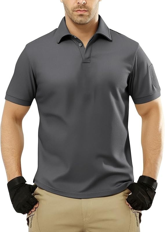 Mens Quick Dry Polo Shirts Short Sleeve Casual Team Tactical Combat Work Golf