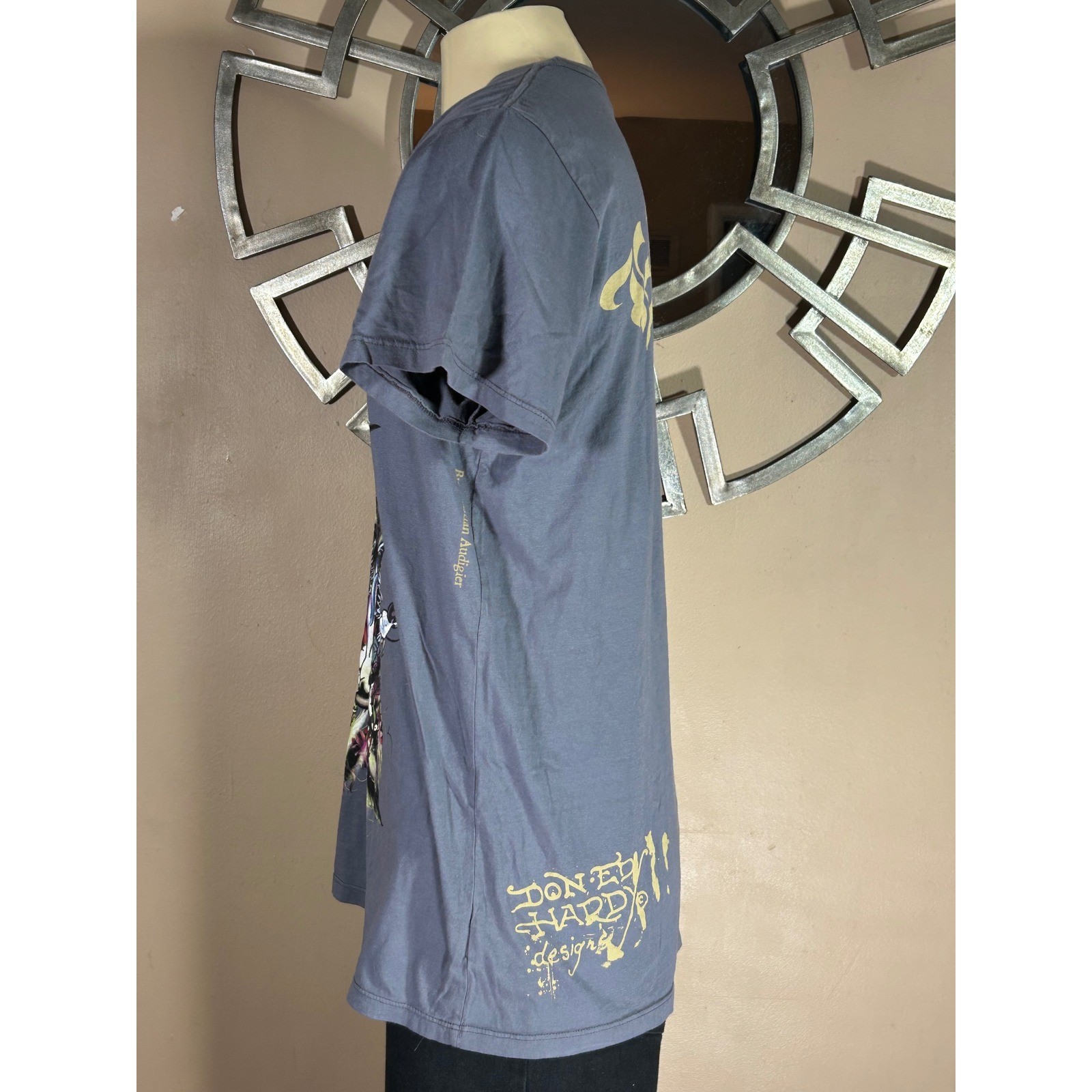 Ed Hardy Christian Audigier Men’s Graphic Shirt Dark Grey XXL Death Angel Lover