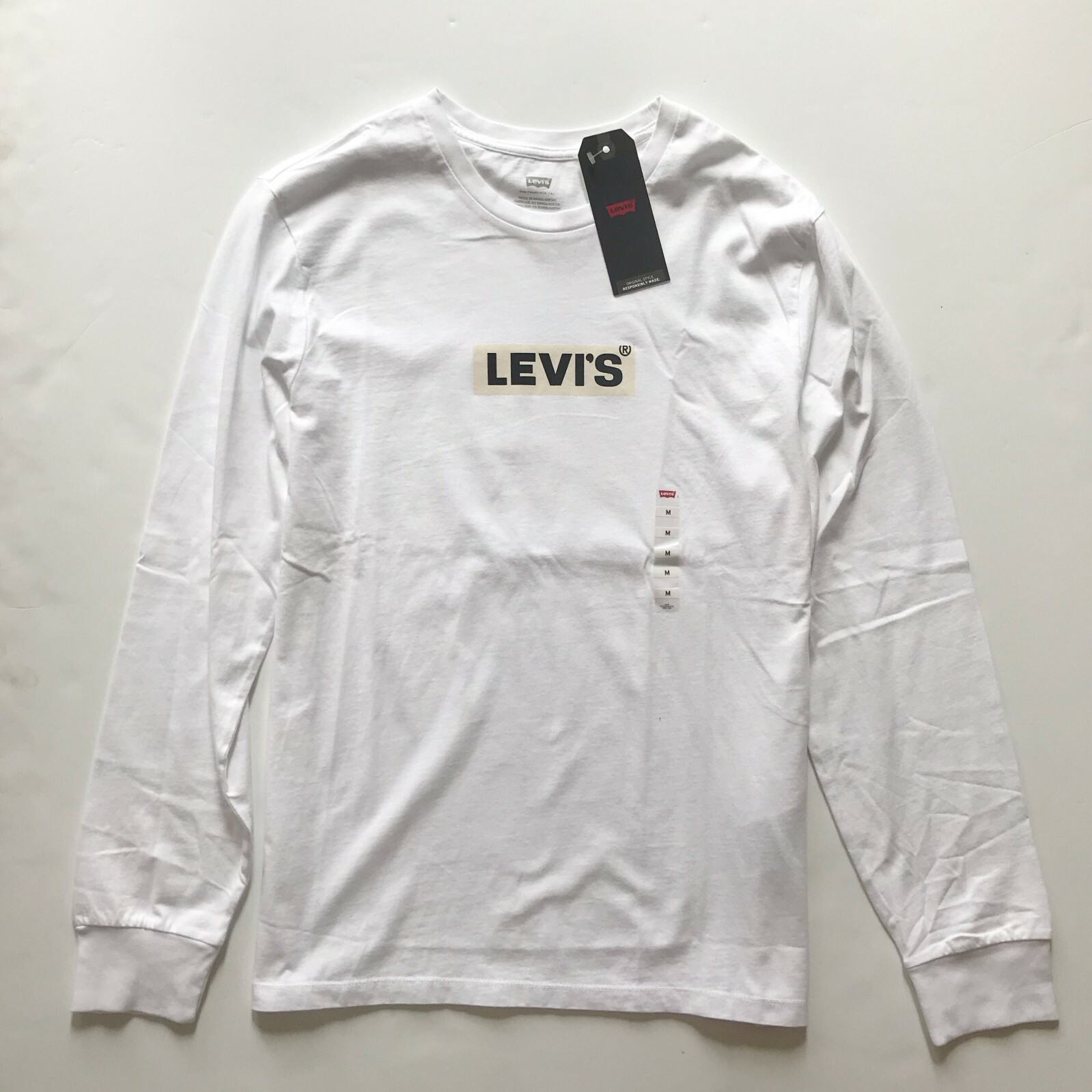 NWT Levis Men’s Graphic Crew Neck Cotton Long Sleeve Tee T-Shirt XS S M L XL XXL