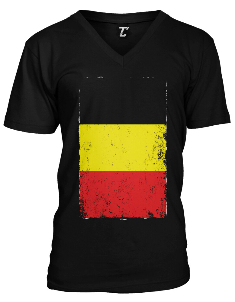 Distressed Belgium Flag – Beligan Heritage Proud Pride Unisex V-Neck T-shirt