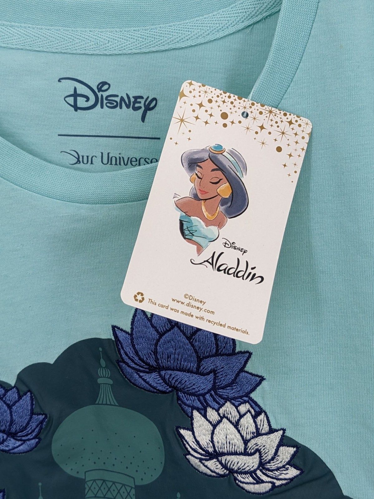 Disney Aladdin T Shirt Adult Size L Lotus Lamp Organic Cotton Graphic Whimsical