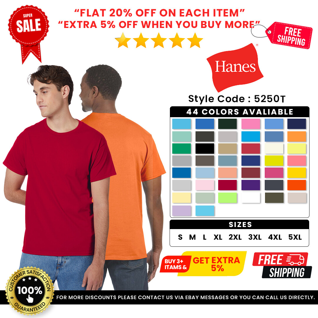 Hanes 5250T Mens Short Sleeve Comfort Soft Authentic-T Crew Neck T-Shirt