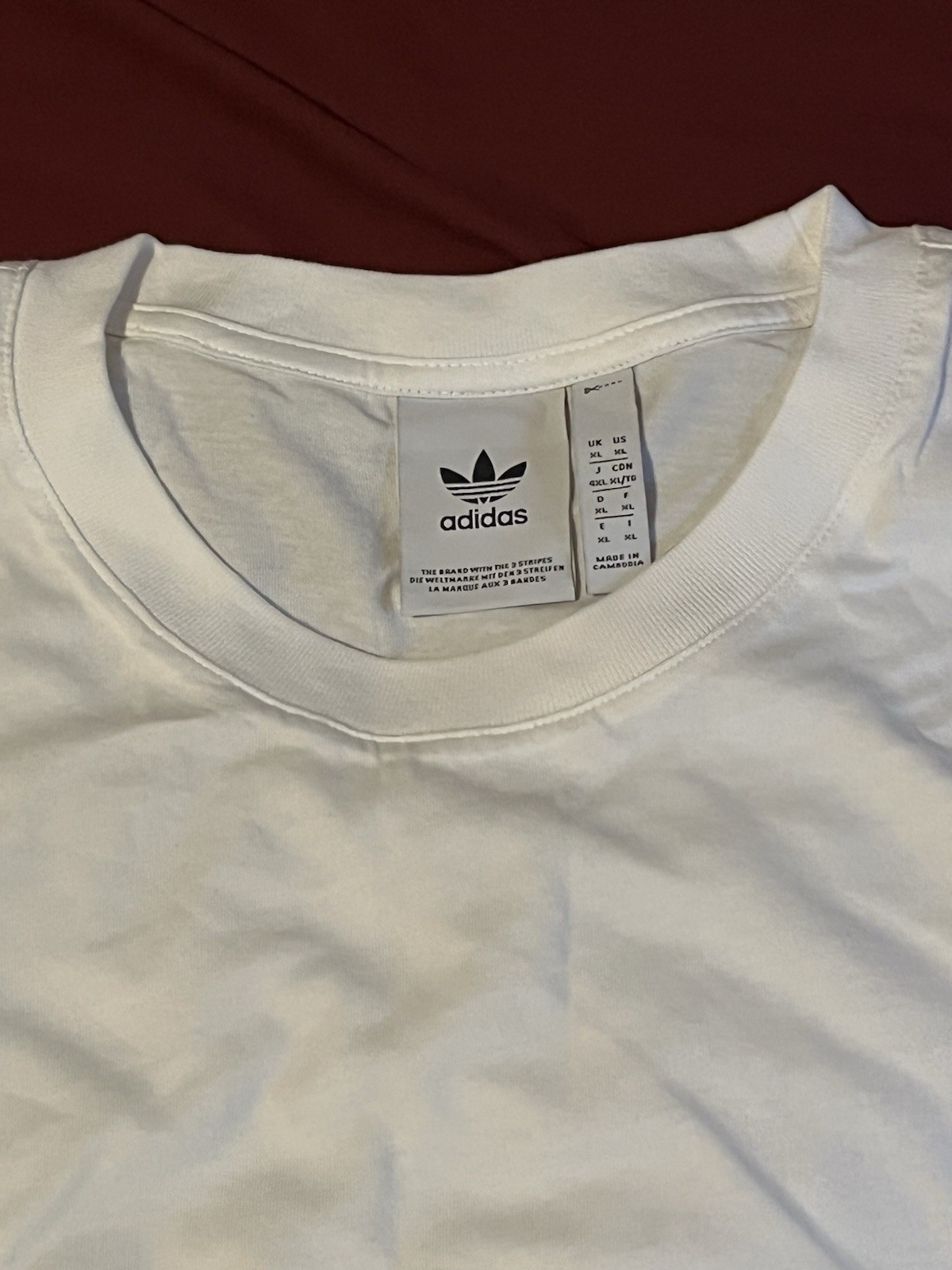 Mens Adidas White Tshirt embroidered Trefoil Logo Size XL