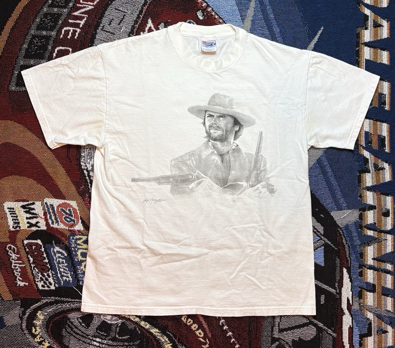 Vintage Clint Eastwood Shirt The Outlaw Josey Wales Gary Saderup Men’s Large 90s