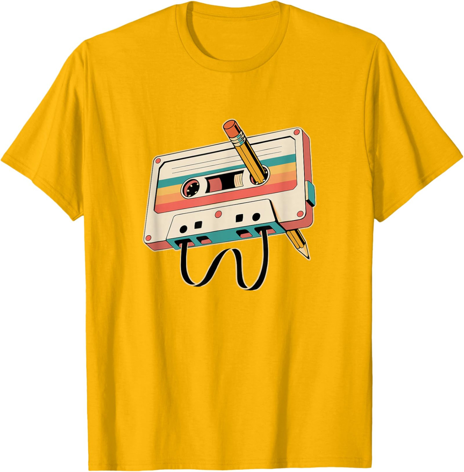 Retro Cassette Tape with Pencil 80s 90s Music Party Unisex T-Shirt