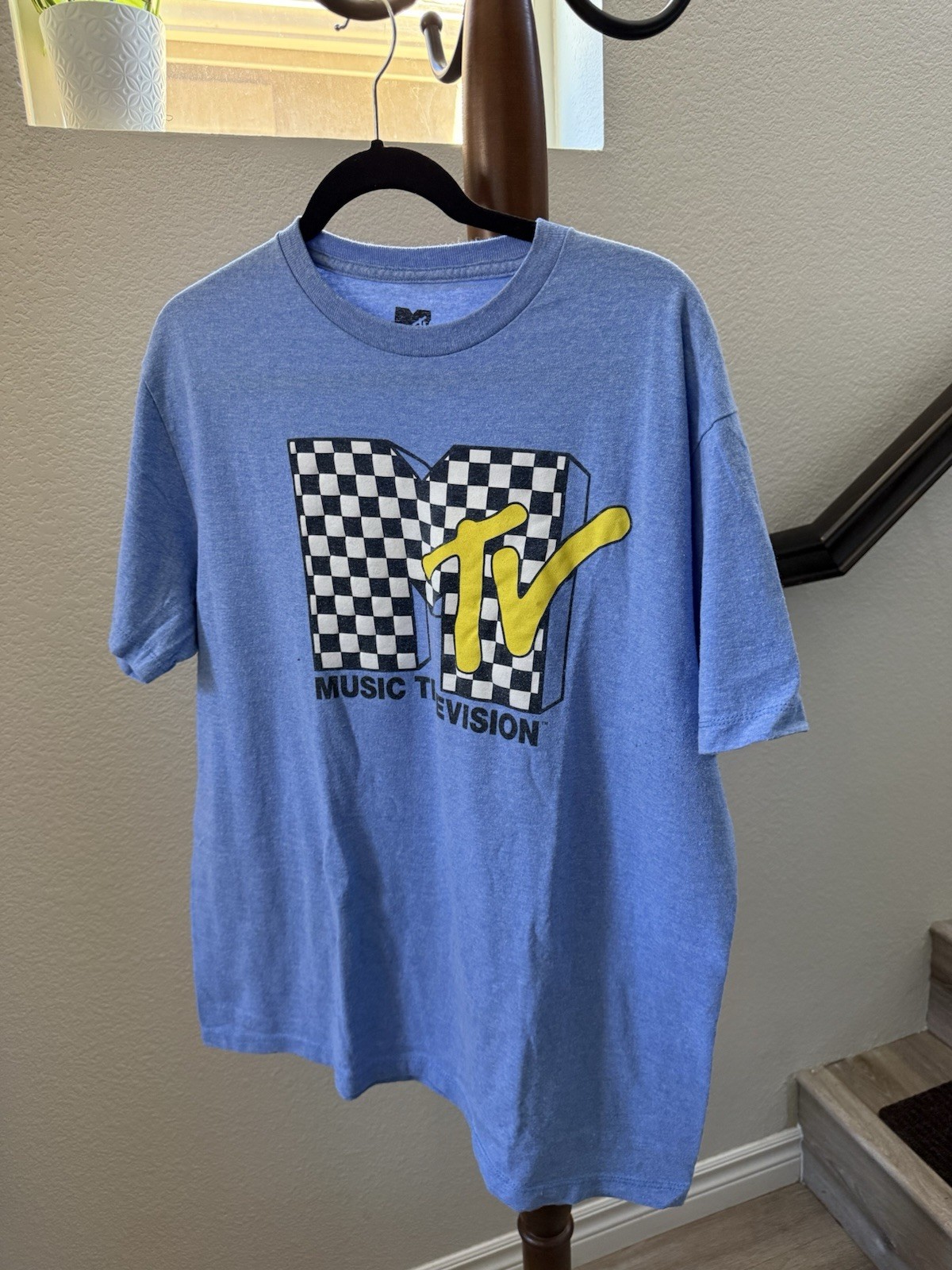 MTV Music Television Men’s Blue Logo Graphic Print Crew Neck T-Shirt Size L