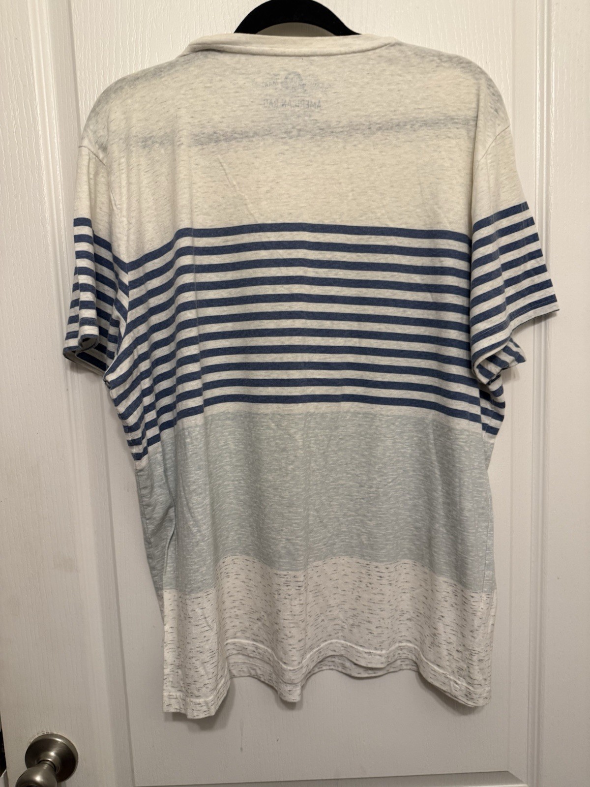 American Rag Mens Striped Colorblock Tee Shirt Blue Heathered Gray Casual XXL