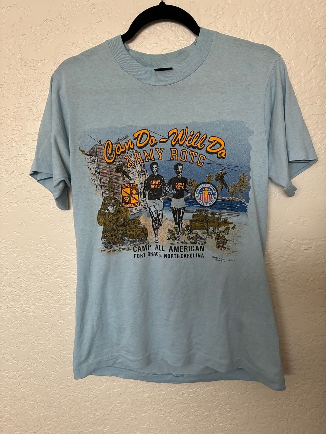 Vintage 1990 Army ROTC Camp All American Fort Bragg Single Stitch T-Shirt