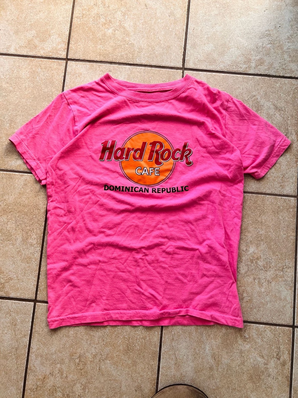 Hard Rock Cafe Dominican Republic Neon Pink Graphic T-Shirt