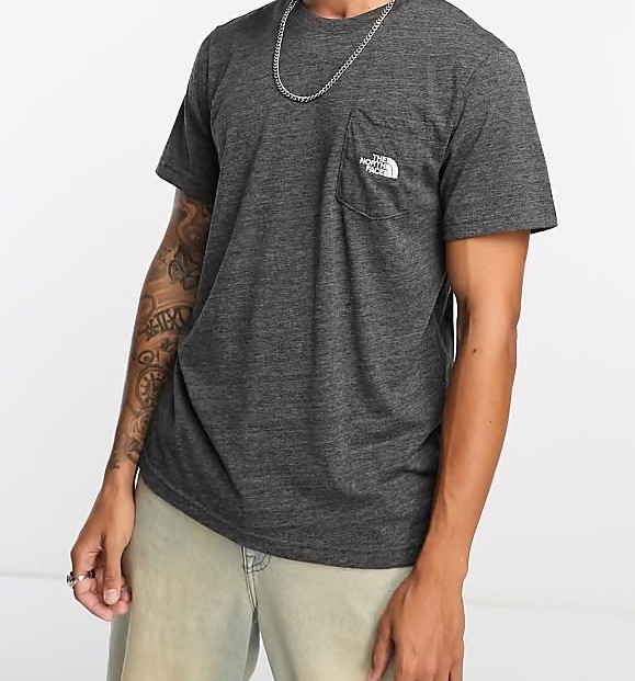 The North Face Mens Simple Logo Tri-Blend Short Sleeve Pocket T-Shirt