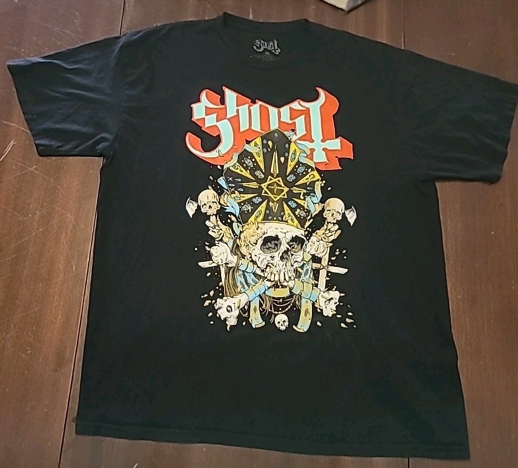 Priest Skull Ghost Death Rock Metal Rock N Roll Music Band Black T-Shirt 2XL