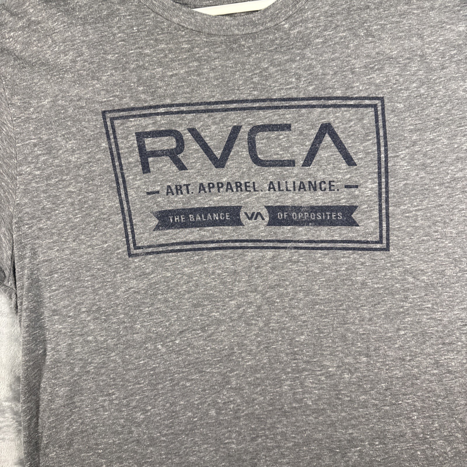 RVCA Men’s Gray Graphic Logo Crew Neck Short Sleeve T-Shirt Size XL Art VA