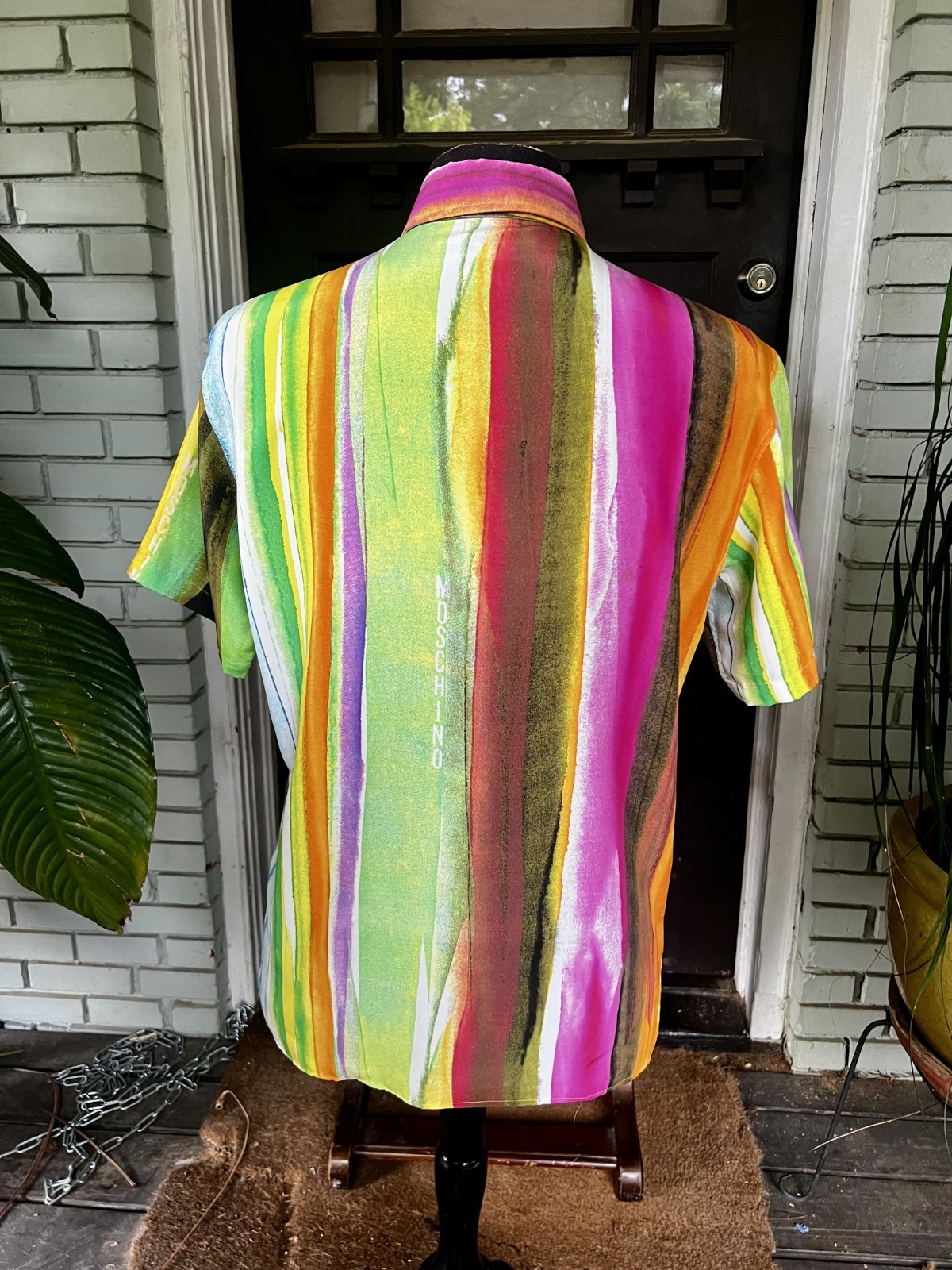 Vintage Moschino Cheap & Chic 2 piece multi-color striped pants/button-up shirt