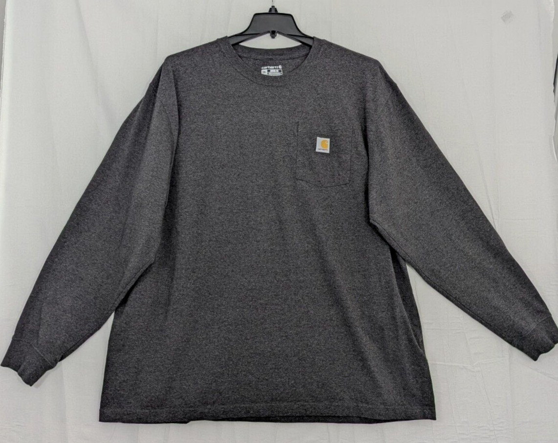Carhartt K126 CRH Men’s Crew Neck 2XL Pocket T-Shirt Carbon Heather Long Sleeve